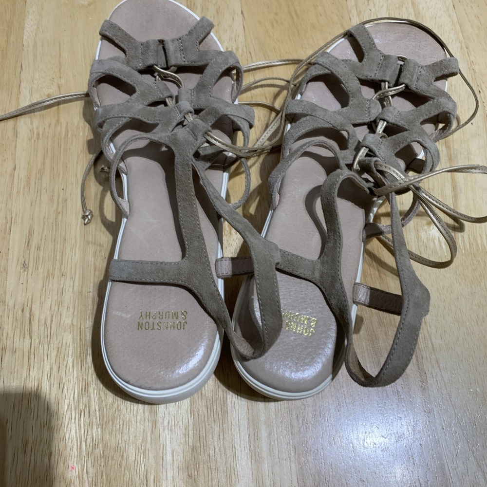 Johnston & Murphy Suede Leather‎ Slingback Wedge Sandals Strappy Gladiator 10M - Picture 5 of 6